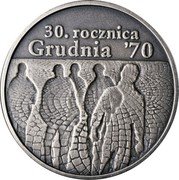 Poland 10 Zlotych 30th Anniversary of the December Events in 1970 2000 Antiqued finish. Proof Y# 405 30. ROCZNICA GRUDNIA '70 coin reverse