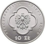 Poland 10 Zlotych The Great Jubilee of the Year 2000 Proof Y# 380 RZECZPOSPOLITA POLSKA 2000 MW 10 ZŁ coin obverse
