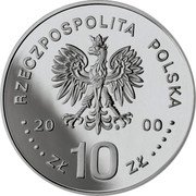 Poland 10 Zlotych The 20th Anniversary of Forming the Solidarity Trade Union 2000 Proof Y# 395 RZECZPOSPOLITA POLSKA MW 2000 ZŁ 10 ZŁ coin obverse