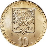 Poland 10 Zlotych Food and Agricultural Organization of the United Nations 1971 MW Y# 63 POLSKA RZECZPOSPOLITA LUDOWA M W 1971 10 ZŁOTYCH coin obverse Poland 10 Zlotych Food and Agricultural Organization of the United Nations 1971 MW Y# 63 POLSKA RZECZPOSPOLITA LUDOWA M W 1971 10 ZŁOTYCH coin obverse