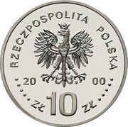 Poland 10 Zlotych Jan II Kazimierz 2000 Proof Y# 400 RZECZPOSPOLITA POLSKA MW 2000 ZŁ 10 ZŁ coin obverse