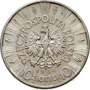 Poland 10 Zlotych Jozef Pilsudski 1934 (w) Y# 29 RZECZPOSPOLITA POLSKA 1935 10 ZŁOTYCH 10 coin obverse Poland 10 Zlotych Jozef Pilsudski 1934 (w) Y# 29 RZECZPOSPOLITA POLSKA 1935 10 ZŁOTYCH 10 coin obverse
