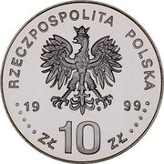 Poland 10 Zlotych Wladyslaw IV Vasa 1999 Proof Y# 369 RZECZPOSPOLITA POLSKA MW 1999 ZŁ 10 ZŁ coin obverse