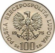 Poland 100 Zlotych 135th Anniversary of the Birth of Helena Modjeska 1975 MW Proof Y# 78 POLSKA RZECZPOSPOLITA LUDOWA 19 75 MW ZŁ 100 ZŁ coin obverse Poland 100 Zlotych 135th Anniversary of the Birth of Helena Modjeska 1975 MW Proof Y# 78 POLSKA RZECZPOSPOLITA LUDOWA 19 75 MW ZŁ 100 ZŁ coin obverse