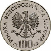 Poland 100 Zlotych Royal Castle in Warsaw 1975 MW Proof Y# 76 POLSKA RZECZPOSPOLITA LUDOWA 19 75 MW ZŁ 100 ZŁ coin obverse Poland 100 Zlotych Royal Castle in Warsaw 1975 MW Proof Y# 76 POLSKA RZECZPOSPOLITA LUDOWA 19 75 MW ZŁ 100 ZŁ coin obverse