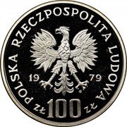 Poland 100 Zlotych Chamois 1979 MW Proof Y# 105 POLSKA RZECZPOSPOLITA LUDOWA 19 79 MW ZŁ 100 ZŁ coin obverse Poland 100 Zlotych Chamois 1979 MW Proof Y# 105 POLSKA RZECZPOSPOLITA LUDOWA 19 79 MW ZŁ 100 ZŁ coin obverse