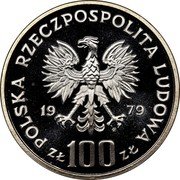 Poland 100 Zlotych Lynx 1979 MW Proof Y# 104 POLSKA RZECZPOSPOLITA LUDOWA 19 79 MW ZŁ 100 ZŁ coin obverse Poland 100 Zlotych Lynx 1979 MW Proof Y# 104 POLSKA RZECZPOSPOLITA LUDOWA 19 79 MW ZŁ 100 ZŁ coin obverse