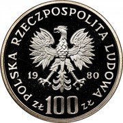 Poland 100 Zlotych XXII Summer Olympic Games in Moscow 1980 MW Proof Y# 109 POLSKA RZECZPOSPOLITA LUDOWA 19 80 MW ZŁ 100 ZŁ coin obverse Poland 100 Zlotych XXII Summer Olympic Games in Moscow 1980 MW Proof Y# 109 POLSKA RZECZPOSPOLITA LUDOWA 19 80 MW ZŁ 100 ZŁ coin obverse