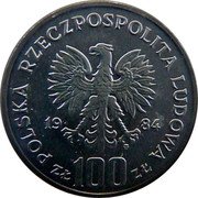 Poland 100 Zlotych 110th Anniversary of the Birth of Wincenty Witos 1984 MW Y# 148 POLSKA RZECZPOSPOLITA LUDOWA 19 84 ZŁ 100 ZŁ coin obverse Poland 100 Zlotych 110th Anniversary of the Birth of Wincenty Witos 1984 MW Y# 148 POLSKA RZECZPOSPOLITA LUDOWA 19 84 ZŁ 100 ZŁ coin obverse