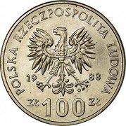 Poland 100 Zlotych Queen Jadwiga 1988 MW Y# 183 POLSKA RZECZPOSPOLITA LUDOWA 19 88 ZŁ 100 ZŁ coin obverse Poland 100 Zlotych Queen Jadwiga 1988 MW Y# 183 POLSKA RZECZPOSPOLITA LUDOWA 19 88 ZŁ 100 ZŁ coin obverse