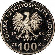 Poland 100 Zlotych 70th Anniversary of the Greater Poland Uprising 1988 MW Y# 182 POLSKA RZECZPOSPOLITA LUDOWA 19 88 ZŁ 100 ZŁ coin obverse Poland 100 Zlotych 70th Anniversary of the Greater Poland Uprising 1988 MW Y# 182 POLSKA RZECZPOSPOLITA LUDOWA 19 88 ZŁ 100 ZŁ coin obverse