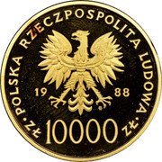 Poland 1000 Zlotych 10th Anniversary of the Election of Pope Ioannes Paulus II 1988 MW Proof Y# 174 POLSKA RZECZPOSPOLITA LUDOWA 19 88 MW ZŁ 1000 ZŁ coin obverse Poland 1000 Zlotych 10th Anniversary of the Election of Pope Ioannes Paulus II 1988 MW Proof Y# 174 POLSKA RZECZPOSPOLITA LUDOWA 19 88 MW ZŁ 1000 ZŁ coin obverse