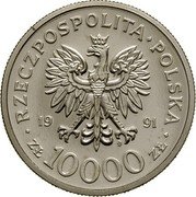 Poland 10000 Zlotych 200th Anniversary of Polish Constitution 1991 MW Y# 217 RZECZPOSPOLITA POLSKA 1991 MW ZŁ 10000 ZŁ coin obverse Poland 10000 Zlotych 200th Anniversary of Polish Constitution 1991 MW Y# 217 RZECZPOSPOLITA POLSKA 1991 MW ZŁ 10000 ZŁ coin obverse