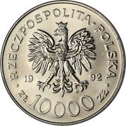 Poland 10000 Zlotych Wladyslaw III 1992 MW Y# 246 RZECZPOSPOLITA POLSKA 19 92 ZŁ 10000 ZŁ coin obverse Poland 10000 Zlotych Wladyslaw III 1992 MW Y# 246 RZECZPOSPOLITA POLSKA 19 92 ZŁ 10000 ZŁ coin obverse