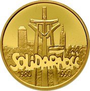 Poland 100000 Zlotych 10th Anniversary of Forming the Solidarity Trade Union 1990 Proof Y# 221 SOLIDARNOŚĆ 1980 1990 coin reverse Poland 100000 Zlotych 10th Anniversary of Forming the Solidarity Trade Union 1990 Proof Y# 221 SOLIDARNOŚĆ 1980 1990 coin reverse