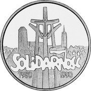 Poland 100000 Zlotych 10th Anniversary of Forming the Solidarity Trade Union 1990 Proof Y# 196.2 SOLIDARNOŚĆ 1980 1990 coin reverse Poland 100000 Zlotych 10th Anniversary of Forming the Solidarity Trade Union 1990 Proof Y# 196.2 SOLIDARNOŚĆ 1980 1990 coin reverse