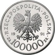 Poland 100000 Zlotych Poles on the Fronts of WWII. Henryk Hubal Dobrzanski 1991 Proof Y# 235 RZECZPOSPOLITA POLSKA 1991 MW ZŁ 100000 ZŁ coin obverse Poland 100000 Zlotych Poles on the Fronts of WWII. Henryk Hubal Dobrzanski 1991 Proof Y# 235 RZECZPOSPOLITA POLSKA 1991 MW ZŁ 100000 ZŁ coin obverse