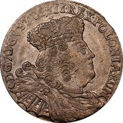Poland 18 Groszy (1 Ort, 1 Tympf) August III 1754 EC KM# 148.2 D G AVGVSTVS III REX POLONIARUM coin obverse Poland 18 Groszy (1 Ort, 1 Tympf) August III 1754 EC KM# 148.2 D G AVGVSTVS III REX POLONIARUM coin obverse