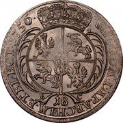 Poland 18 Groszy (1 Ort, 1 Tympf) August III 1756 EC KM# 148.3 SAC ROM IMP ARCHIM ET ELECT 1756 E C 18 coin reverse Poland 18 Groszy (1 Ort, 1 Tympf) August III 1756 EC KM# 148.3 SAC ROM IMP ARCHIM ET ELECT 1756 E C 18 coin reverse