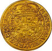 Poland 2 Ducat Johann Casimir 1664 AT KM# 119 MONETA AVREA REGN POL 1664 coin reverse Poland 2 Ducat Johann Casimir 1664 AT KM# 119 MONETA AVREA REGN POL 1664 coin reverse