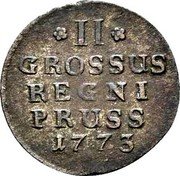 Poland 2 Groschen (Grossus) Friedrich II. Prussian Possession 1773 E C# 14 II GROSSUS REGNI PRUSS 1773 coin reverse Poland 2 Groschen (Grossus) Friedrich II. Prussian Possession 1773 E C# 14 II GROSSUS REGNI PRUSS 1773 coin reverse