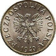 Poland 2 Grosze Circulation Coin 1949 3mln - Budapest Mint, 106k - Warsaw Mint Y# 40 RZECZPOSPOLITA POLSKA 1949 coin obverse Poland 2 Grosze Circulation Coin 1949 3mln - Budapest Mint, 106k - Warsaw Mint Y# 40 RZECZPOSPOLITA POLSKA 1949 coin obverse
