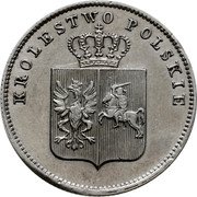 Poland 2 Zlote Revolutionary Coinage 1831 KG C# 123 KROLESTWO POLSKIE coin obverse Poland 2 Zlote Revolutionary Coinage 1831 KG C# 123 KROLESTWO POLSKIE coin obverse