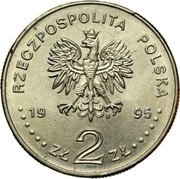 Poland 2 Zlote 100th Anniversary of the Modern Olympic Games 1995 Y# 300 RZECZPOSPOLITA POLSKA MW 19 95 ZŁ 2 ZŁ coin obverse