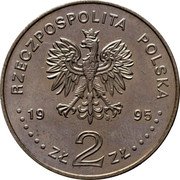 Poland 2 Zlote 75th Anniversary of Battle of Warsaw 1995 Y# 297 RZECZPOSPOLITA POLSKA 19 95 ZŁ 2 ZŁ coin obverse Poland 2 Zlote 75th Anniversary of Battle of Warsaw 1995 Y# 297 RZECZPOSPOLITA POLSKA 19 95 ZŁ 2 ZŁ coin obverse