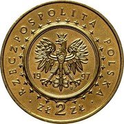 Poland 2 Zlote Pieskowa Scala Castle 1997 Y# 331 RZECZPOSPOLITA POLSKA 1997 MW ZŁ 2 ZŁ coin obverse Poland 2 Zlote Pieskowa Scala Castle 1997 Y# 331 RZECZPOSPOLITA POLSKA 1997 MW ZŁ 2 ZŁ coin obverse