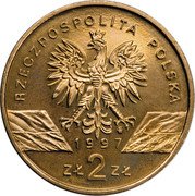 Poland 2 Zlote Stag Beetle 1997 Y# 329 RZECZPOSPILTA POLSKA MW 1997 ZŁ 2 ZŁ coin obverse Poland 2 Zlote Stag Beetle 1997 Y# 329 RZECZPOSPILTA POLSKA MW 1997 ZŁ 2 ZŁ coin obverse