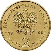 Poland 2 Zlote 100th Anniversary of the Death of Ernest Malinowski 1999 Y# 358 RZECZPOSPOLITA POLSKA MW 1999 ZŁ 2 ZŁ coin obverse