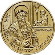 Poland 2 Zlote 500th Anniversary of the Birth of Jan Laski 1999 Y# 363 JAN ŁASKI - REFORMATOR KOŚCIOŁA 1499 - 1560 coin reverse