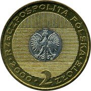 Poland 2 Zlote Millennium. Celebrating 2000 Years 2000 Y# 374 RZECZPOSPOLITA POLSKA 2000 2 ZŁOTE MW coin obverse Poland 2 Zlote Millennium. Celebrating 2000 Years 2000 Y# 374 RZECZPOSPOLITA POLSKA 2000 2 ZŁOTE MW coin obverse