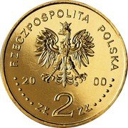 Poland 2 Zlote 30th Anniversary of December Events in 1970 2000 Y# 404 RZECZPOSPOLITA POLSKA MW 2000 ZŁ 2 ZŁ coin obverse