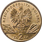Poland 2 Zlote Hoopoe 2000 Y# 388 RZECZPOSPOLITA POLSKA MW 2000 ZŁ 2 ZŁ coin obverse