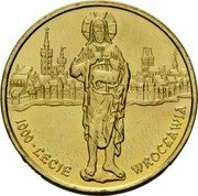 Poland 2 Zlote 1000th Anniversary of Wroclaw City 2000 Y# 389 1000-LECIE WROCŁAWIA coin reverse