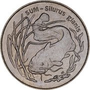 Poland 2 Zlote Catfish 1995 Y# 289 SUM - SILURUS GLANIS coin reverse Poland 2 Zlote Catfish 1995 Y# 289 SUM - SILURUS GLANIS coin reverse