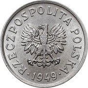 Poland 20 Groszy Circulation Coin 1949 (w) Y# 43A RZECZPOSPOLITA POLSKA 1949 coin obverse Poland 20 Groszy Circulation Coin 1949 (w) Y# 43A RZECZPOSPOLITA POLSKA 1949 coin obverse