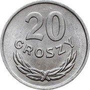 Poland 20 Groszy Circulation Coin 1949 (w) Y# 43A 20 GROSZY coin reverse Poland 20 Groszy Circulation Coin 1949 (w) Y# 43A 20 GROSZY coin reverse