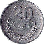 Poland 20 Groszy Circulation Coin 1973 (kr) Y# A47 20 GROSZY coin reverse Poland 20 Groszy Circulation Coin 1973 (kr) Y# A47 20 GROSZY coin reverse