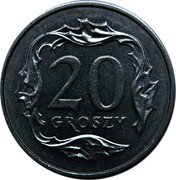 Poland 20 Groszy Circulation Coin 2009 MW Y# 280 20 GROSZY coin reverse Poland 20 Groszy Circulation Coin 2009 MW Y# 280 20 GROSZY coin reverse