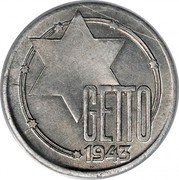 Poland 20 Mark Jewish Ghetto 1943 KM# Tn4 GETTO 1943 coin obverse Poland 20 Mark Jewish Ghetto 1943 KM# Tn4 GETTO 1943 coin obverse