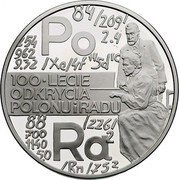 Poland 20 Zlotych 100th Anniversary of Discovering Polonium and Radium 1998 Proof Y# 354 PO 100-LECIE ODKRYCIA POLONU I RADU RA coin reverse Poland 20 Zlotych 100th Anniversary of Discovering Polonium and Radium 1998 Proof Y# 354 PO 100-LECIE ODKRYCIA POLONU I RADU RA coin reverse