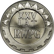 Poland 20 Zlotych 25th Anniversary of Comecon 1974 MW Y# 70 XXV LAT RWPG coin reverse