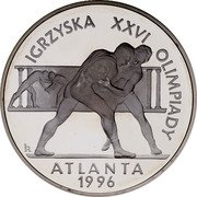 Poland 20 Zlotych XXVI Olympic Games in Atlanta 1995 Proof Y# 304 IGRZYSKA XXVI OLIMPIADY RK ATLANTA 1996 coin reverse Poland 20 Zlotych XXVI Olympic Games in Atlanta 1995 Proof Y# 304 IGRZYSKA XXVI OLIMPIADY RK ATLANTA 1996 coin reverse