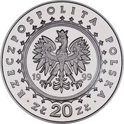 Poland 20 Zlotych Potocki Palace in Radzyn Podlaski 1999 Proof Y# 373 RZECZPOSPOLITA POLSKA ZŁ 20 ZŁ 1999 MW coin obverse