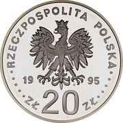 Poland 20 Zlotych 500th Anniversary of the Plock Province 1995 Proof Y# 288 RZECZPOSPOLITA POLSKA 19 95 MW ZŁ 20 ZŁ coin obverse Poland 20 Zlotych 500th Anniversary of the Plock Province 1995 Proof Y# 288 RZECZPOSPOLITA POLSKA 19 95 MW ZŁ 20 ZŁ coin obverse