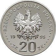 Poland 20 Zlotych 50th Anniversary of the United Nations 1995 Proof Y# 291 RZECZPOSPOLITA POLSKA 19 95 MW ZŁ 20 ZŁ coin obverse Poland 20 Zlotych 50th Anniversary of the United Nations 1995 Proof Y# 291 RZECZPOSPOLITA POLSKA 19 95 MW ZŁ 20 ZŁ coin obverse