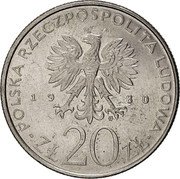 Poland 20 Zlotych XXII Summer Olympic Games in Moscow 1980 MW Proof Y# 108 POLSKA RZECZPOSPOLITA LUDOWA 19 80 MW ZŁ 20 ZŁ coin obverse